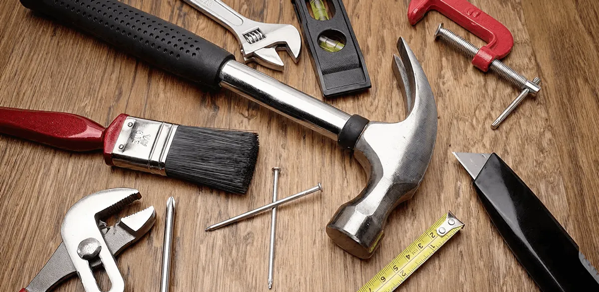 Handyman tools laid out for home repair and maintenance work in Clearwater, FL