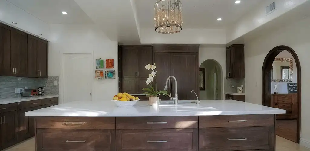Cabinet refacing project with updated kitchen cabinets and island in Clearwater, FL