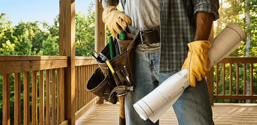 Professional handyman with tool belt ready for home repairs in Clearwater, FL