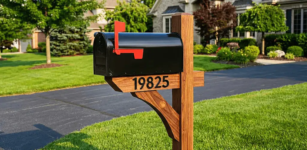 New mailbox installation with post and address number for a home in Clearwater, FL